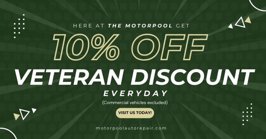 Veteran-owned Motorpool Auto Repair shop interior in San Antonio with technicians working on vehicles